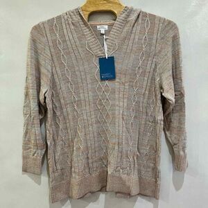 Market & Spruce Womens‎ 3X Beige Cable Knit V-Neck Sweater Cotton Blend NWT